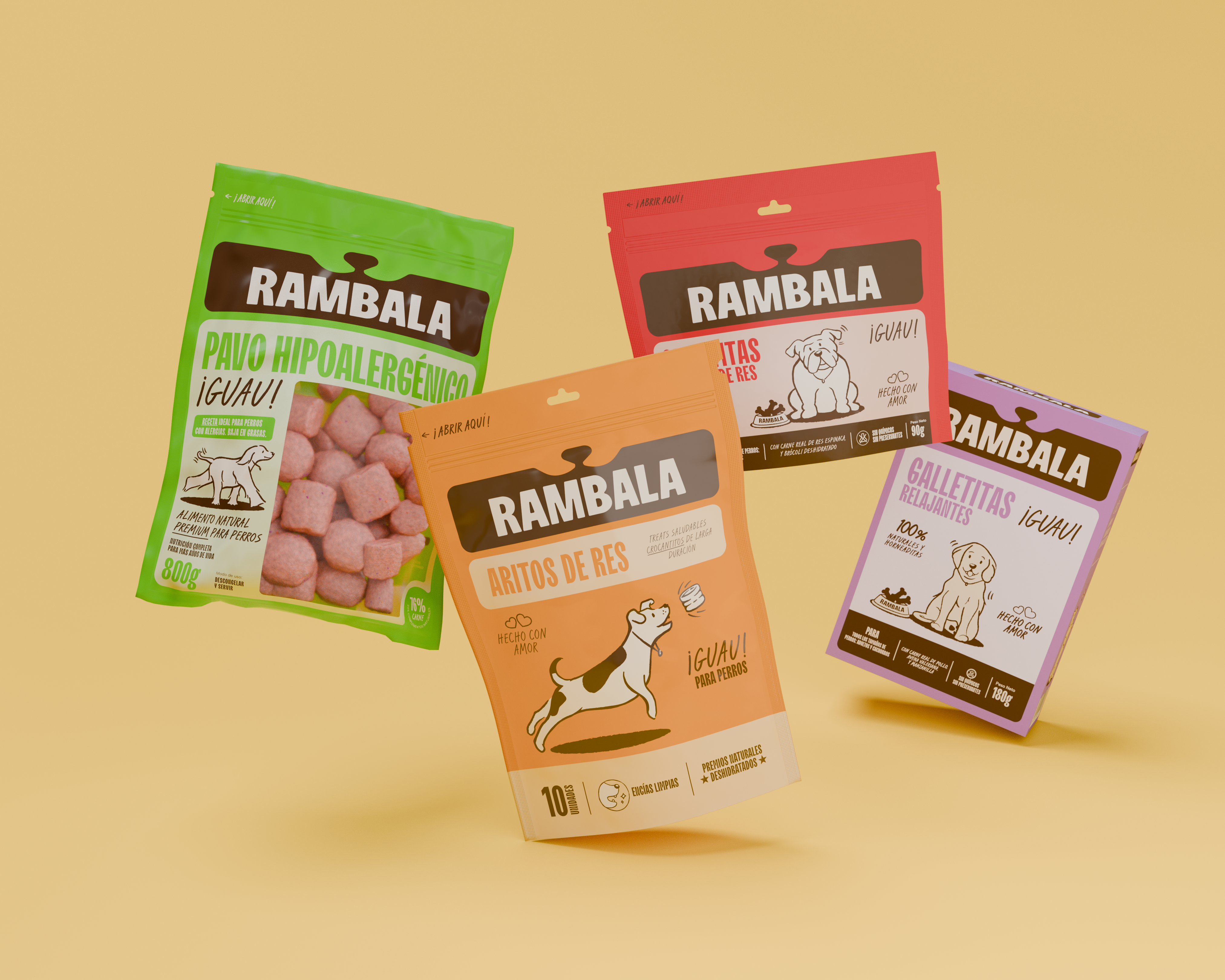 Rebranding y packaging de Rambala, alimento para mascotas
